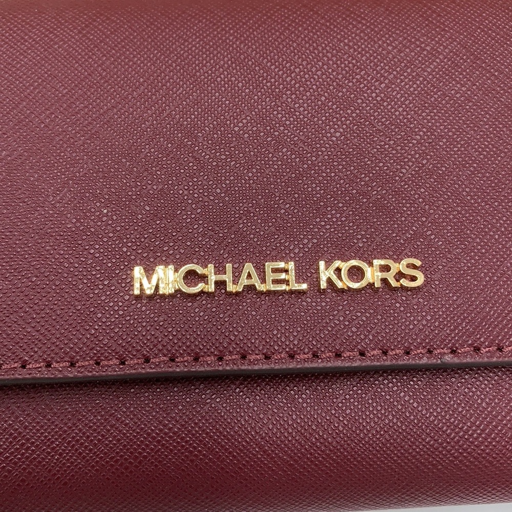 MICHAEL KORS JET SET TRAVEL LG TRIFOLD MERLOT - Picture 10 of 16